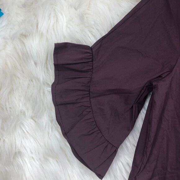 Deep Plum Mini Dress/Romper w/Ruffle Sleeves, Minimalist, Classy Romper SZ S - Picture 3 of 8